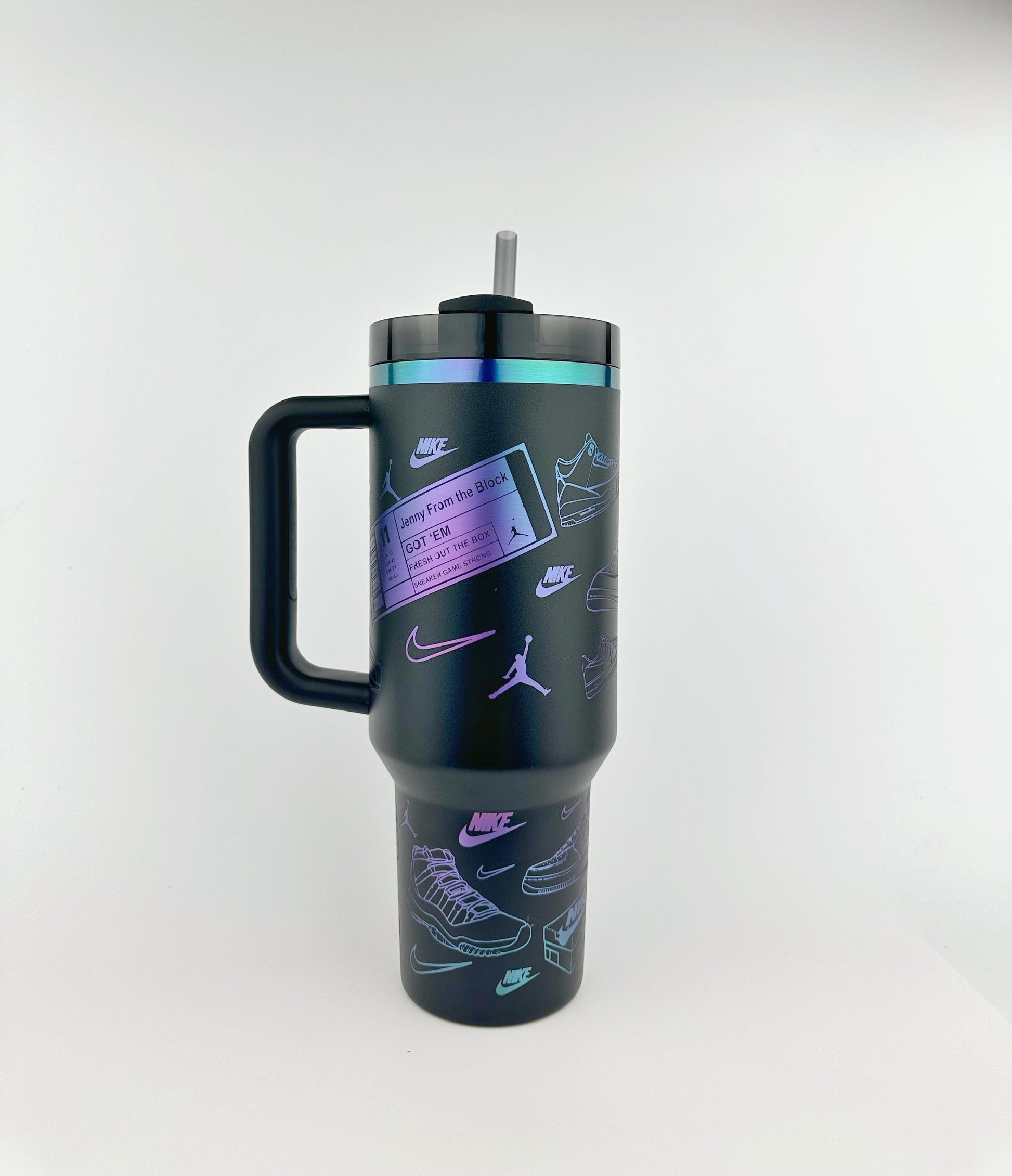 Sneakerhead Stanley Tumbler Iceflow Custom Engraved Personalized water bottle 40 oz Stanley Iceflow with flip straw engraved