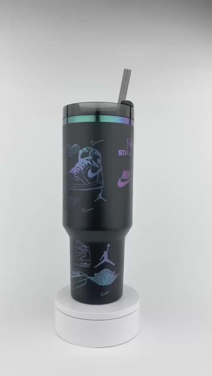 Sneakerhead Stanley Tumbler Iceflow Custom Engraved Personalized water bottle 40 oz Stanley Iceflow with flip straw engraved