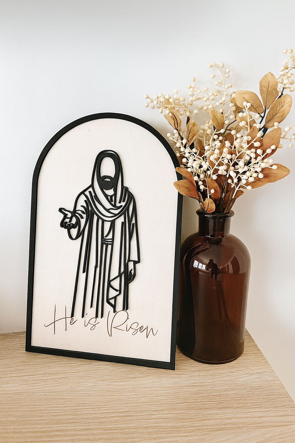 He is Risen Jesus Cutout | Christian Wall Art | Handmade Basswood Religious Home Décor