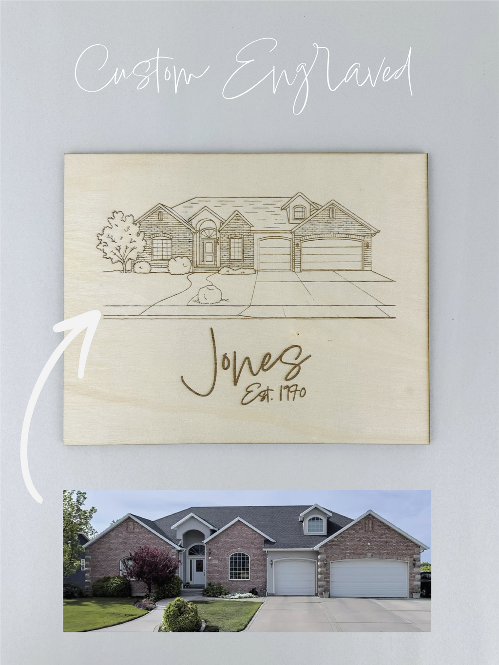 First Home Gift Sign Engraved Custom House Decor House Warming Gift for Relators Hand Drawn House New Home Buyer Grandparents House Gift