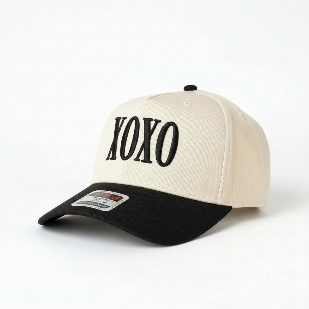 XOXO Puff Embroidered Hat – Vintage Two-Tone Baseball Cap