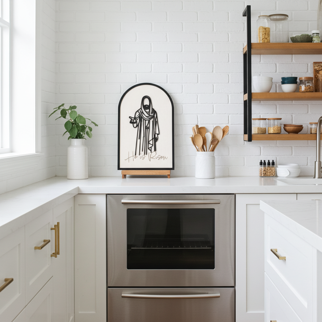 He is Risen Jesus Cutout | Christian Wall Art | Handmade Basswood Religious Home Décor