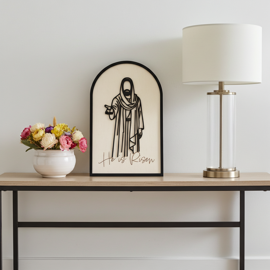 He is Risen Jesus Cutout | Christian Wall Art | Handmade Basswood Religious Home Décor