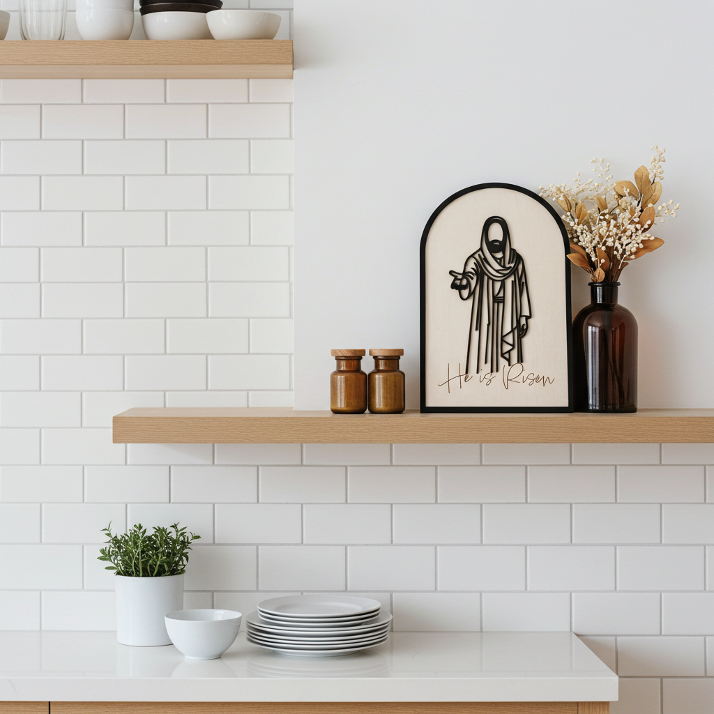 He is Risen Jesus Cutout | Christian Wall Art | Handmade Basswood Religious Home Décor