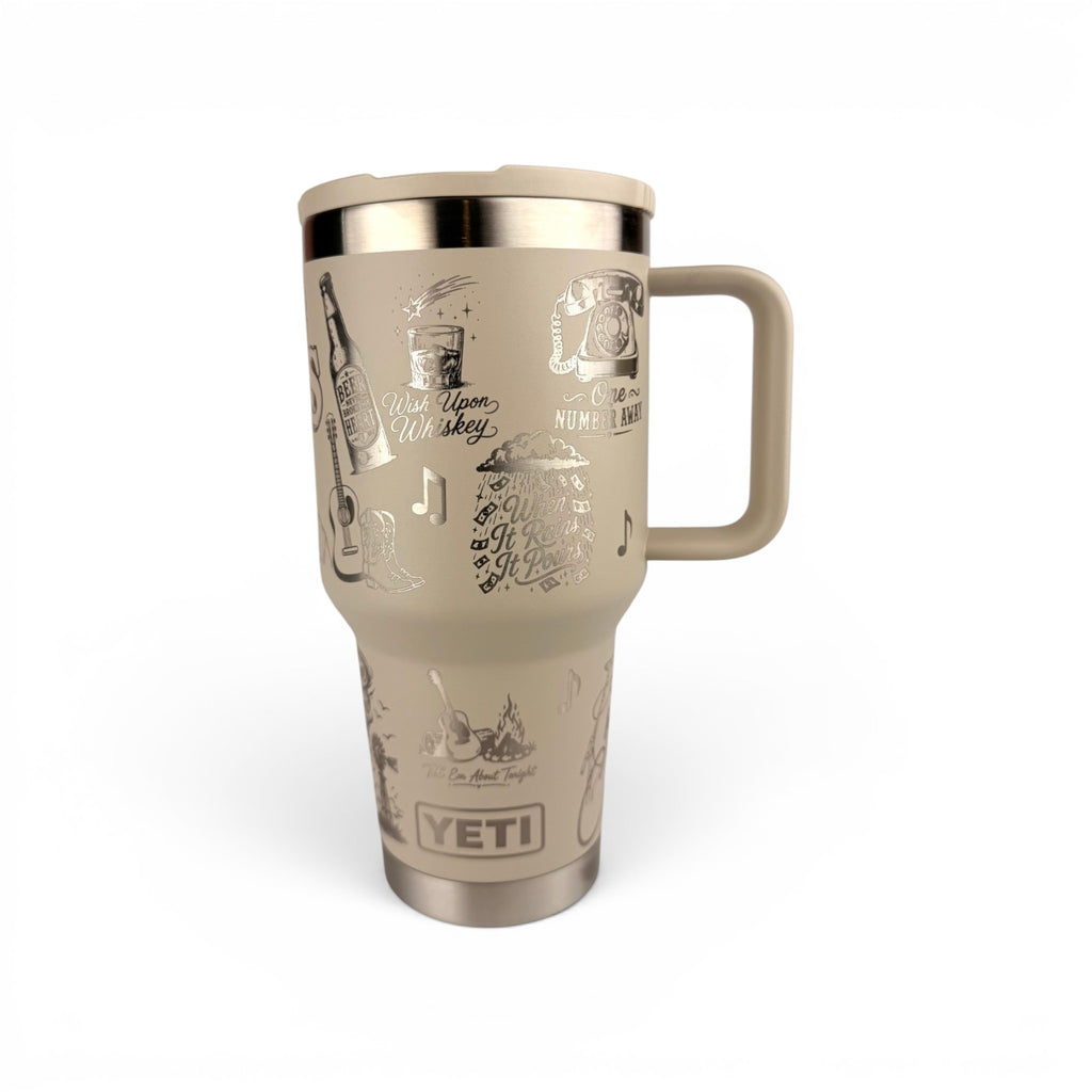 Custom Engraved YETI Rambler 30 oz Tumbler | Luke Combs Country Music Design | Personalized Country Fan Gift | Laser Engraved Mug