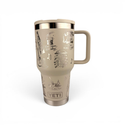 Custom Engraved YETI Rambler 30 oz Tumbler | Luke Combs Country Music Design | Personalized Country Fan Gift | Laser Engraved Mug