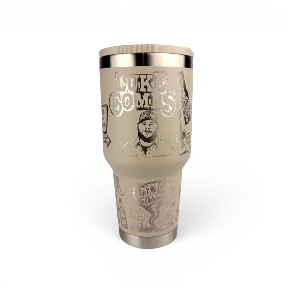 Custom Engraved YETI Rambler 30 oz Tumbler | Luke Combs Country Music Design | Personalized Country Fan Gift | Laser Engraved Mug