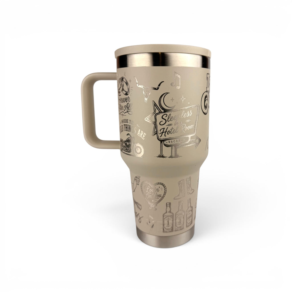 Custom Engraved YETI Rambler 30 oz Tumbler | Luke Combs Country Music Design | Personalized Country Fan Gift | Laser Engraved Mug