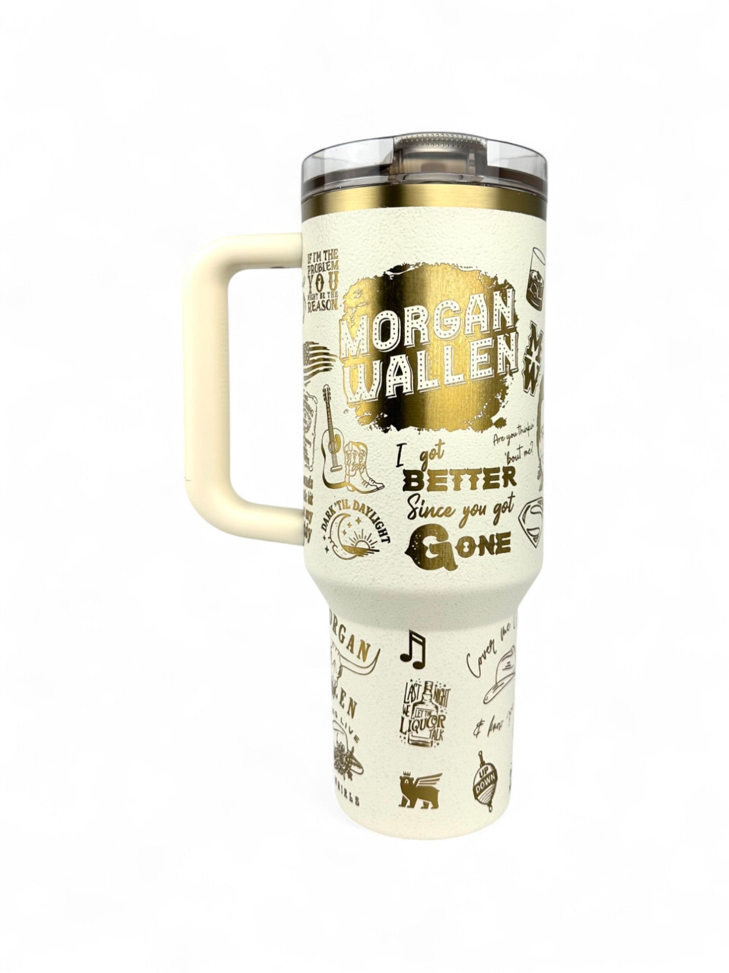 Custom Morgan Wallen Cream Moon Stanley Tumbler – 40oz Engraved Cup | MTEngravings