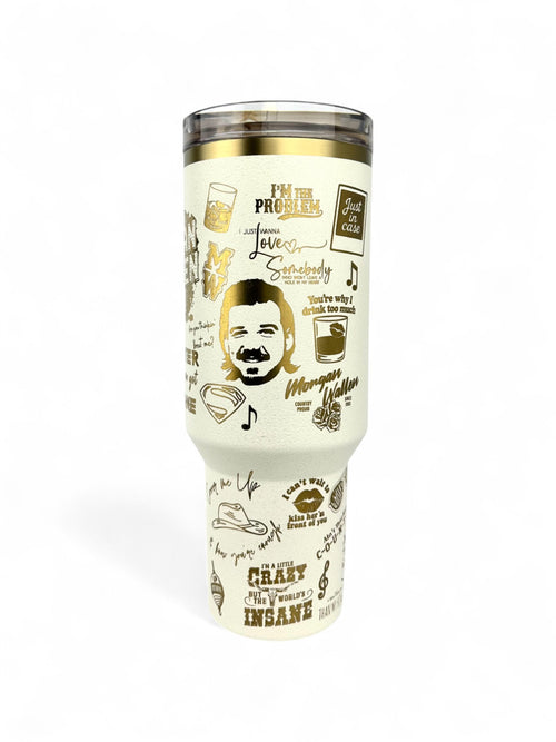 Custom Morgan Wallen Cream Moon Stanley Tumbler – 40oz Engraved Cup | MTEngravings