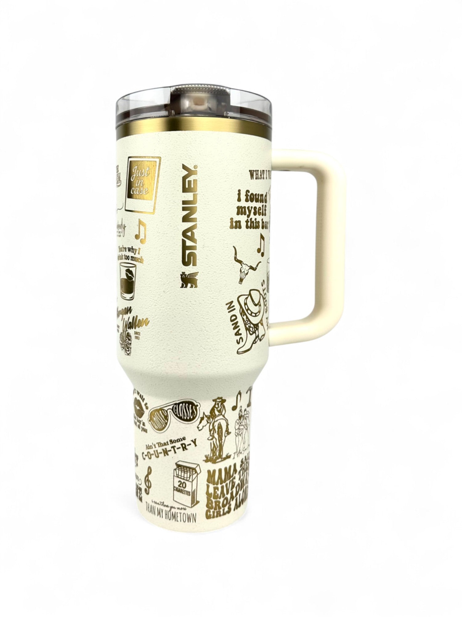 Custom Morgan Wallen Cream Moon Stanley Tumbler – 40oz Engraved Cup | MTEngravings
