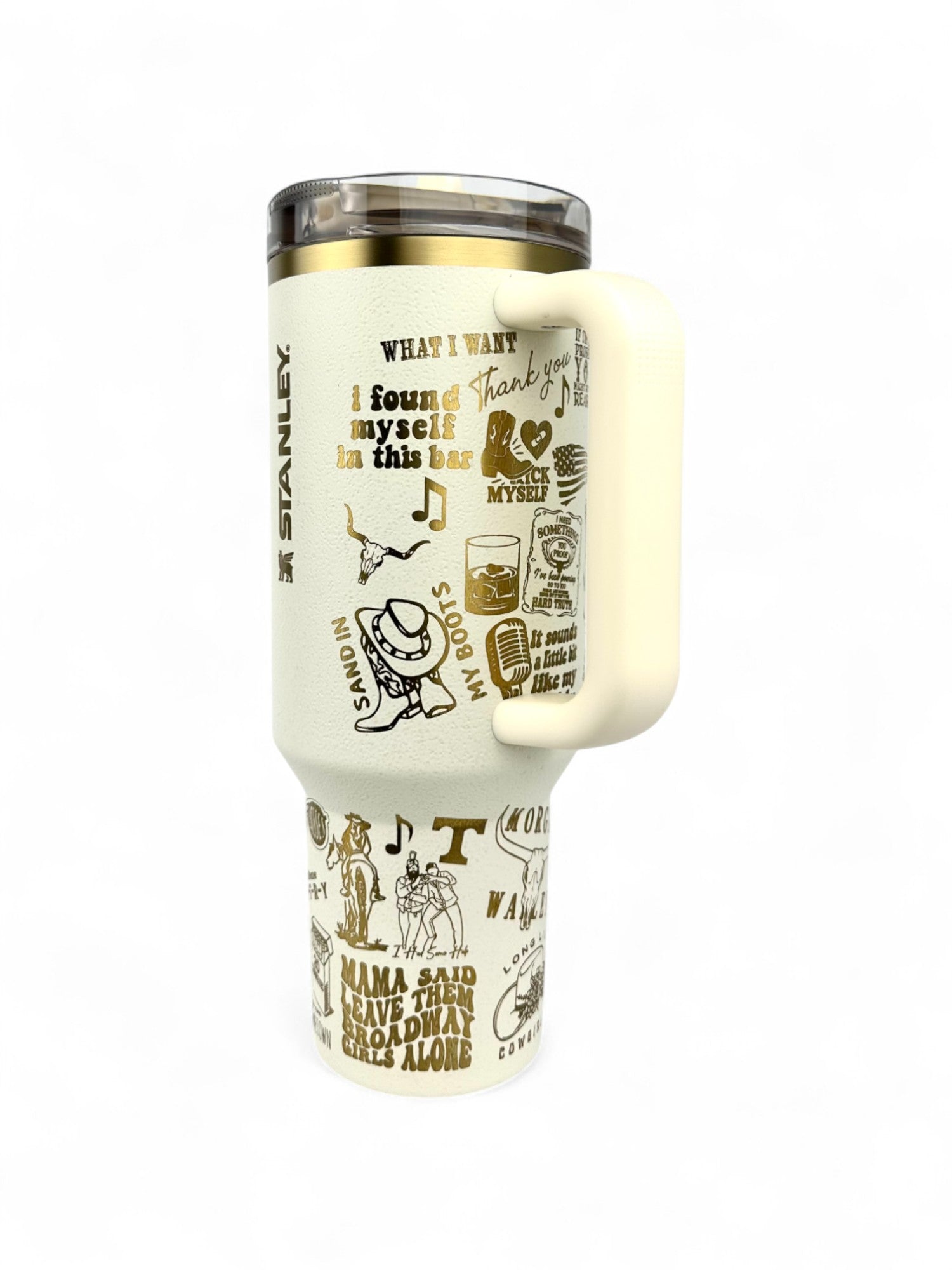 Custom Morgan Wallen Cream Moon Stanley Tumbler – 40oz Engraved Cup | MTEngravings