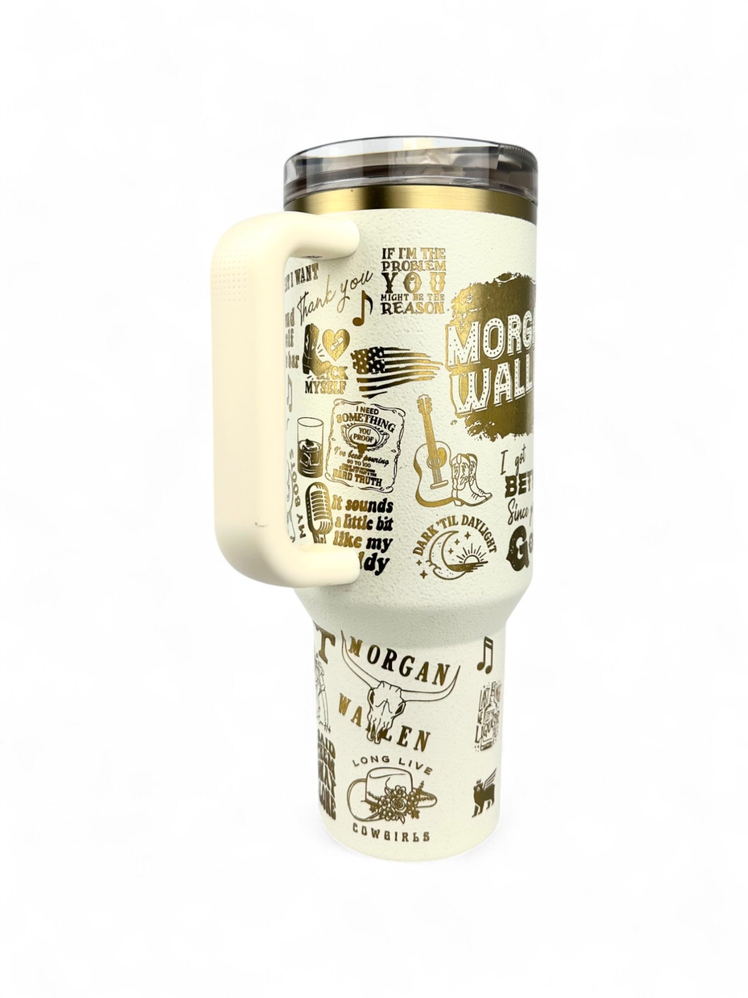 Custom Morgan Wallen Cream Moon Stanley Tumbler – 40oz Engraved Cup | MTEngravings