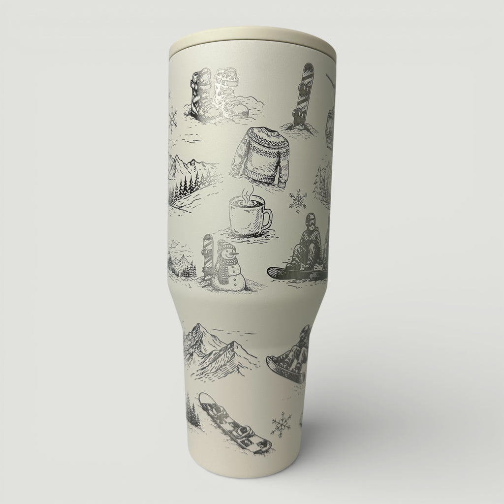 Retro Snowboarder Engraved HydroJug® | Vintage Snowboarder Lodge Winter Tumbler | 40oz or 32oz