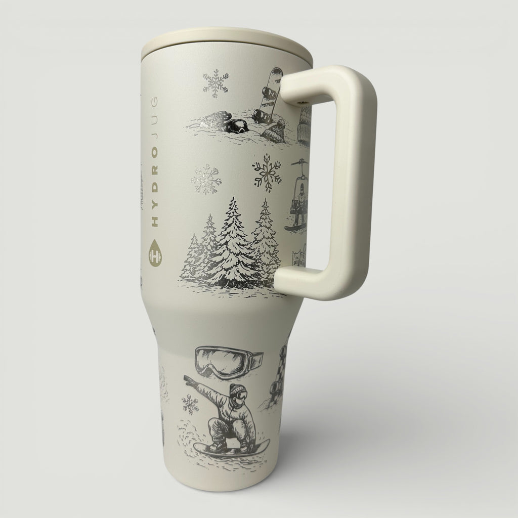 Retro Snowboarder Engraved HydroJug® | Vintage Snowboarder Lodge Winter Tumbler | 40oz or 32oz