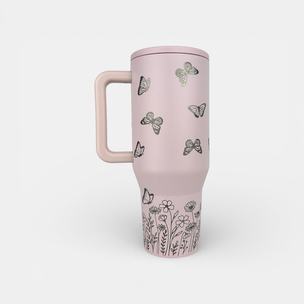 Butterfly Floral Hydrojug – Engraved 32 oz & 40 oz Water Bottle