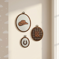 Western Nursery Wall Decor- 3 Piece Set – Embroidered Cowboy Hat, Boots & Horseshoe Hoop Art for Baby & Kids Bedroom