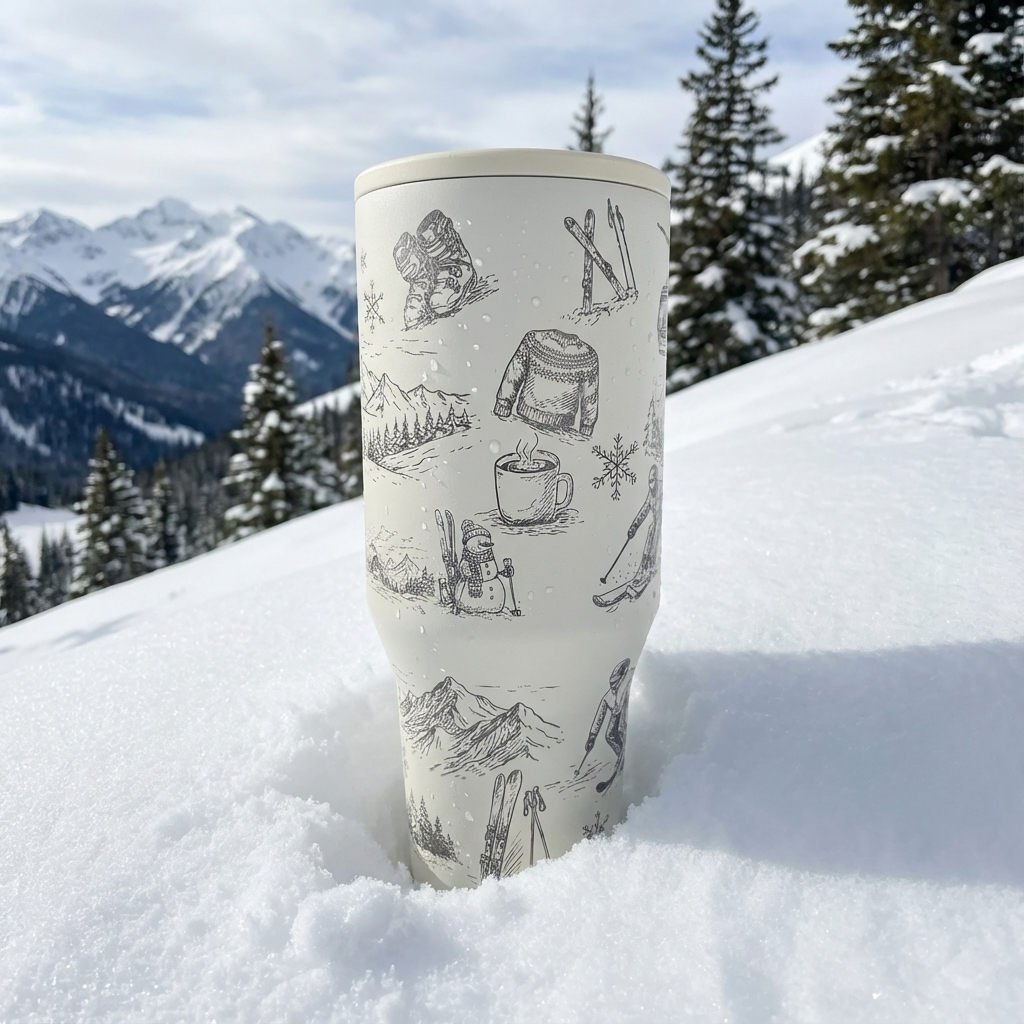 Retro Ski Engraved HydroJug® | Vintage Ski Lodge Winter Tumbler | 40oz or 32oz