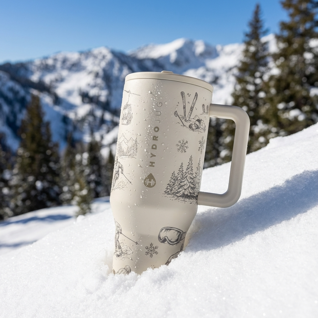 Retro Ski Engraved HydroJug® | Vintage Ski Lodge Winter Tumbler | 40oz or 32oz