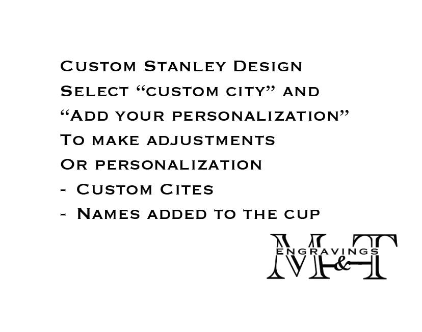 40 oz Stanley Tumbler Custom Engraved City Skyline