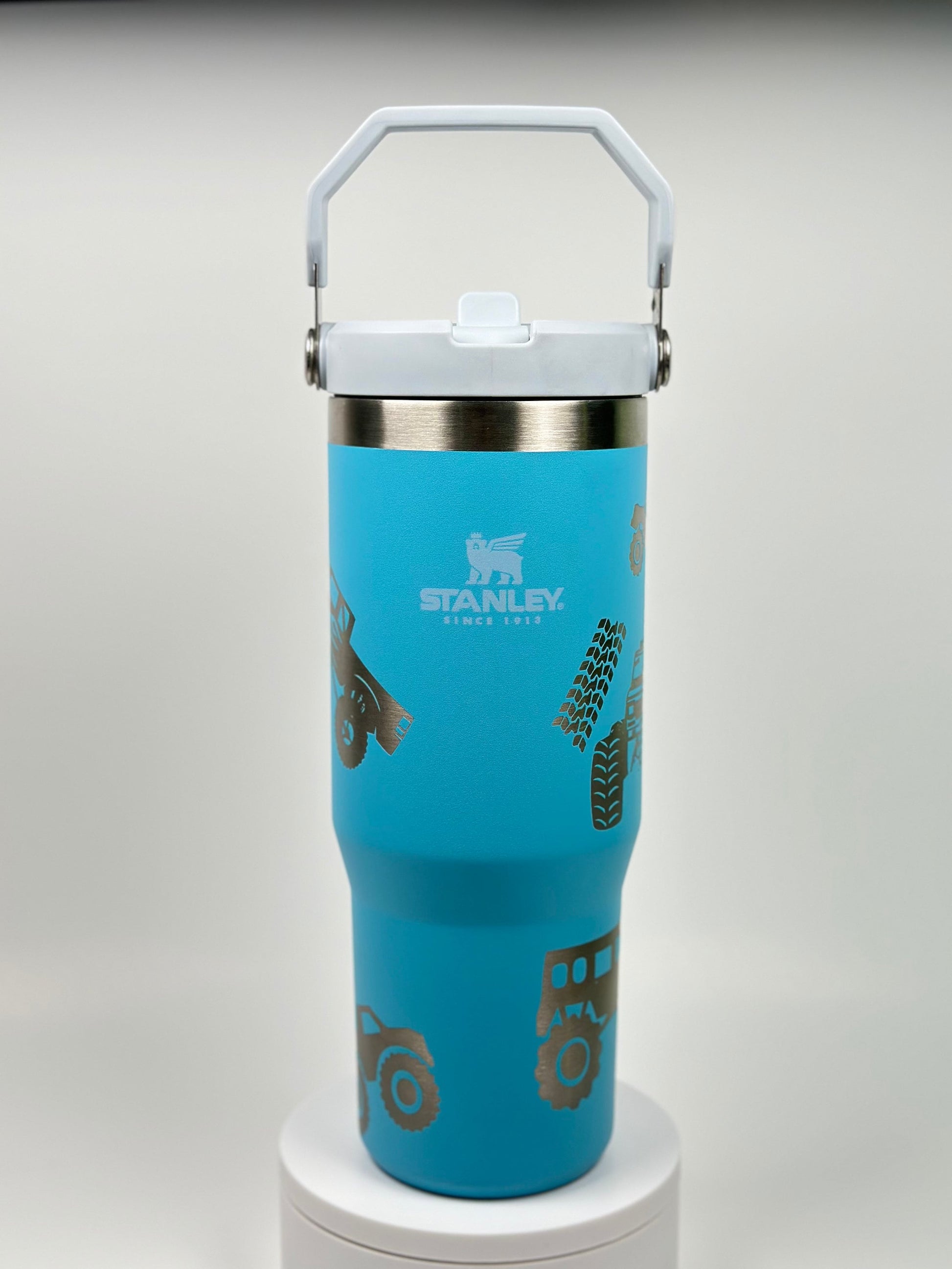 Monster Truck Custom Engraved Stanley 30 Oz. IceFlow Tumbler with Flip Straw Personalized Tumbler Laser Engraved water bottle for kid