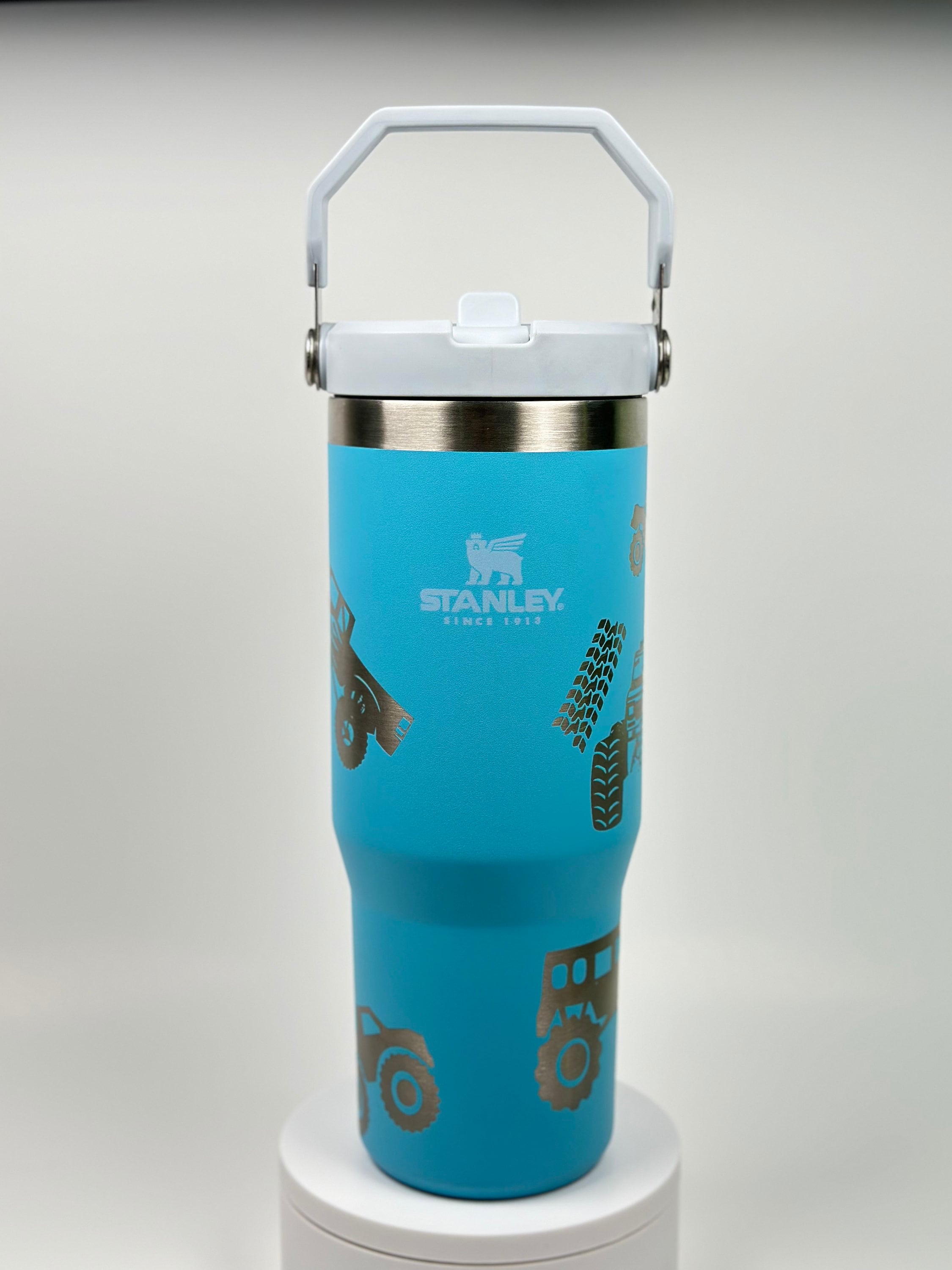 Monster Truck Custom Engraved Stanley 30 Oz. IceFlow Tumbler with Flip Straw Personalized Tumbler Laser Engraved water bottle for kid