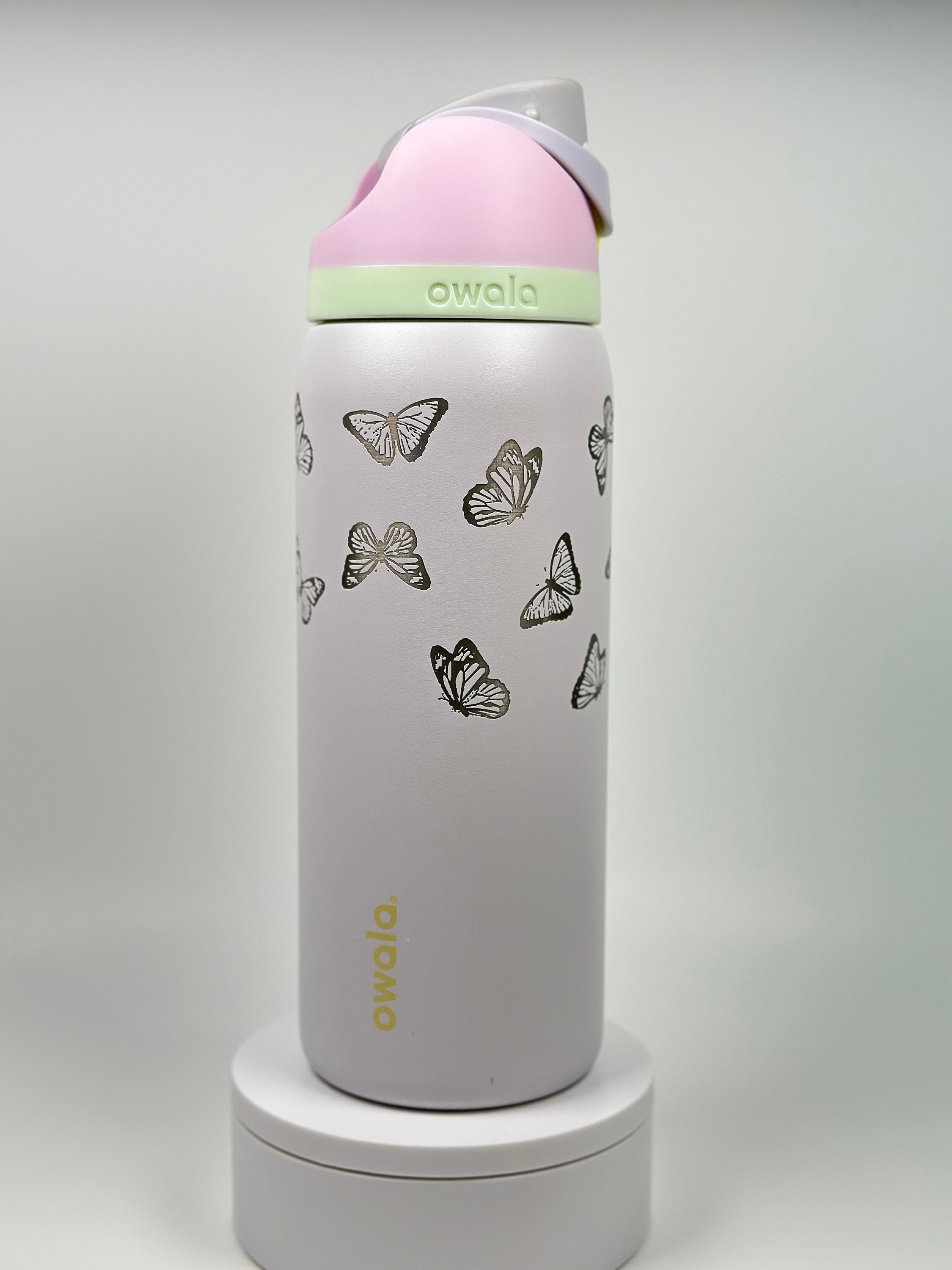 Owala Engravings Custom Engraved Candy Coated Water Bottle Butterfly wrap with butterflies