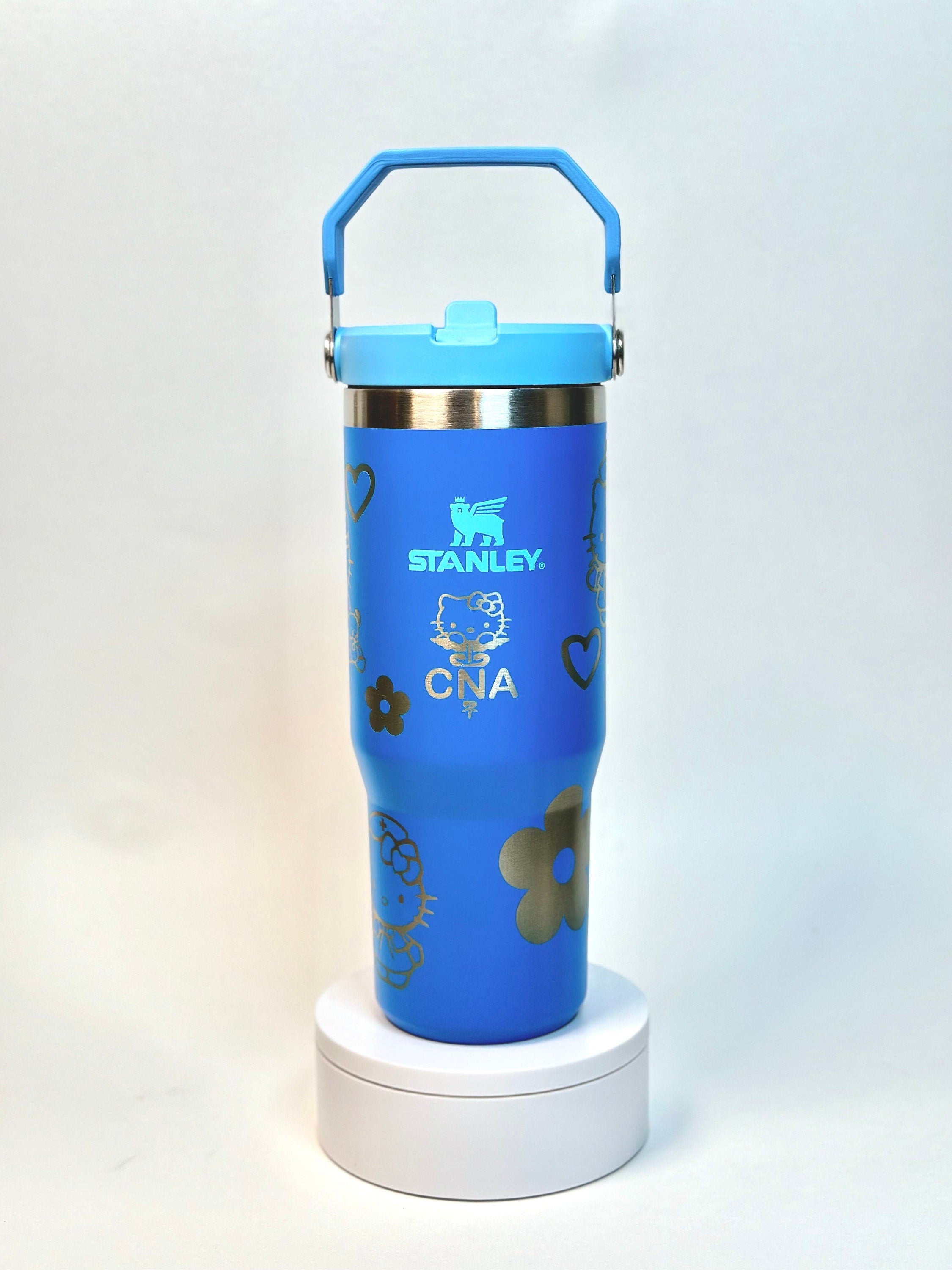 Hello Kitty Nurse Stanley Tumbler Iceflow Custom Engraved Personalized water bottle 30 oz and 20 oz Stanley Iceflow with flip straw engraved