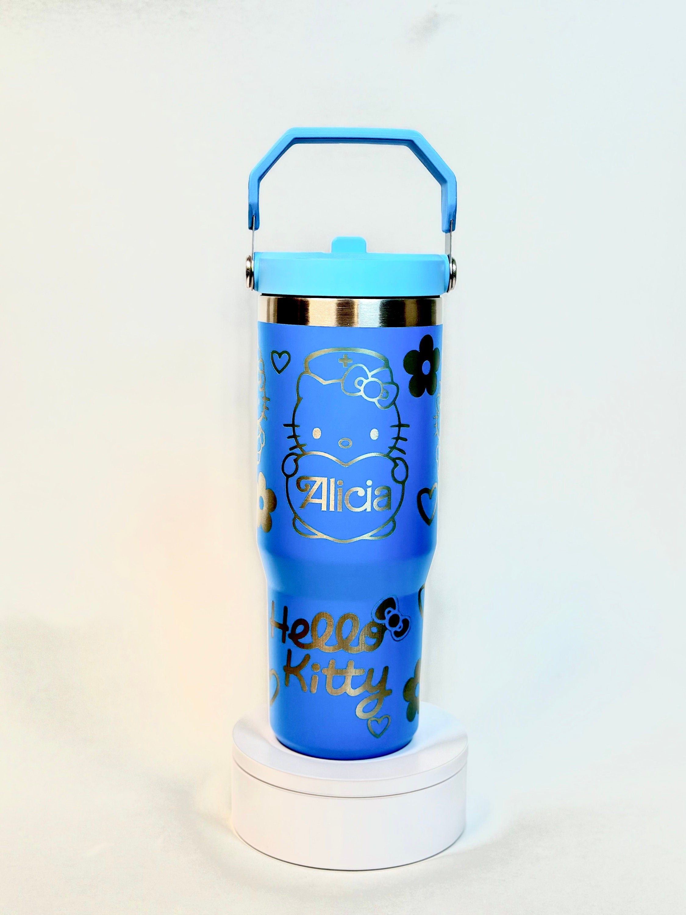 Hello Kitty Nurse Stanley Tumbler Iceflow Custom Engraved Personalized water bottle 30 oz and 20 oz Stanley Iceflow with flip straw engraved