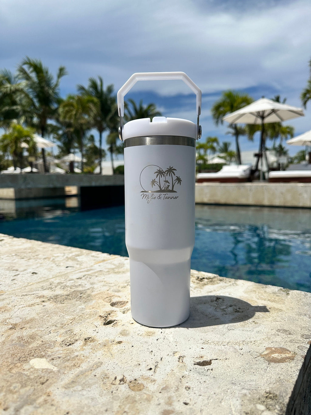 Travel Tumbler 30 oz Vacation Cup Personalized With Straw Custom Engraved Tumbler For Family Trip Honeymoon Anniversary Birthday
