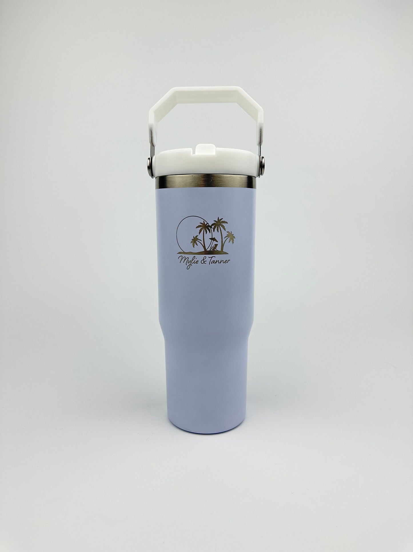 Travel Tumbler 30 oz Vacation Cup Personalized With Straw Custom Engraved Tumbler For Family Trip Honeymoon Anniversary Birthday