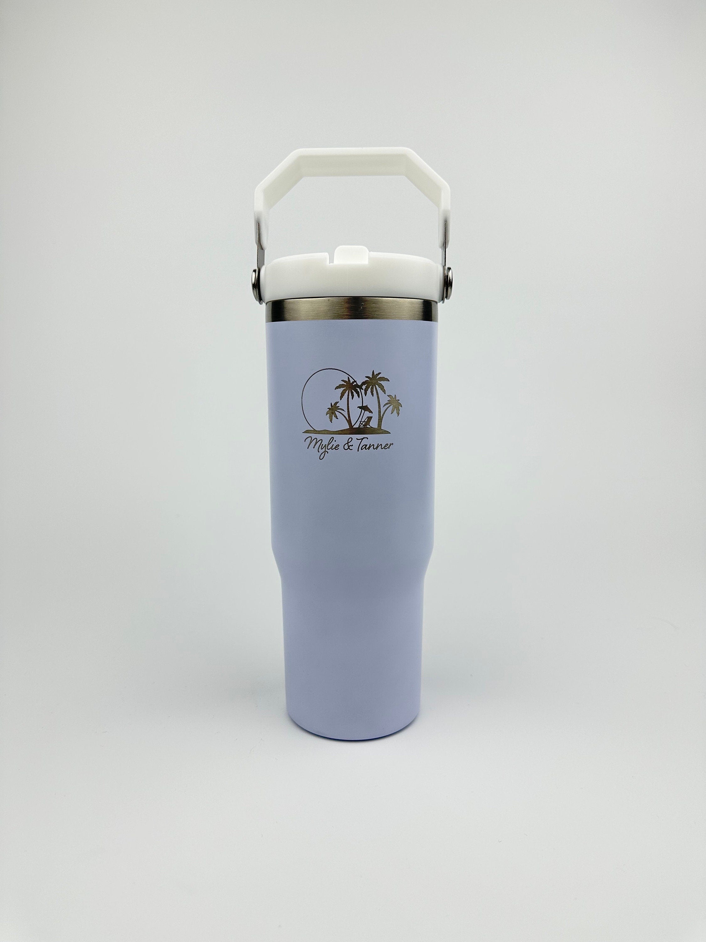 Travel Tumbler 30 oz Vacation Cup Personalized With Straw Custom Engraved Tumbler For Family Trip Honeymoon Anniversary Birthday