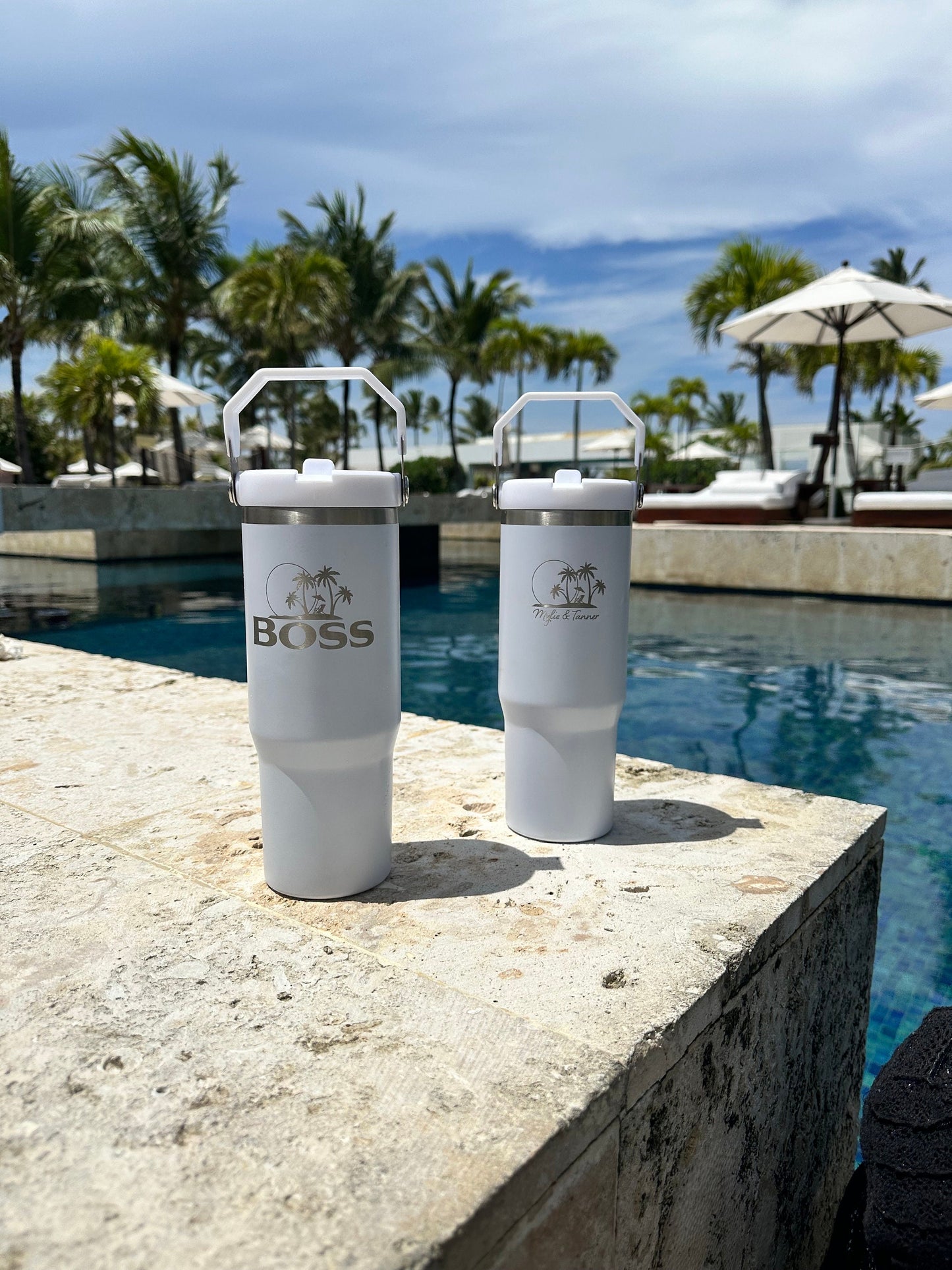 Travel Tumbler 30 oz Vacation Cup Personalized With Straw Custom Engraved Tumbler For Family Trip Honeymoon Anniversary Birthday