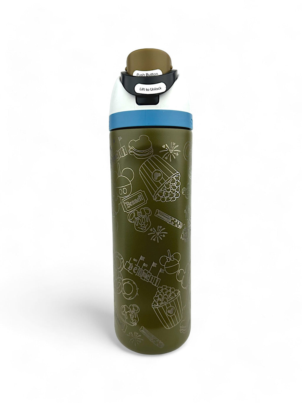 Disney Food Owala Engravings Disney Custom Engraved Water Bottle Love Disney Gift Idea For food Lovers Leak Proof Tumbler Engraved Gift