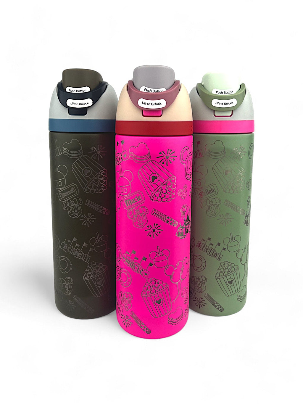 Disney Food Owala Engravings Disney Custom Engraved Water Bottle Love Disney Gift Idea For food Lovers Leak Proof Tumbler Engraved Gift