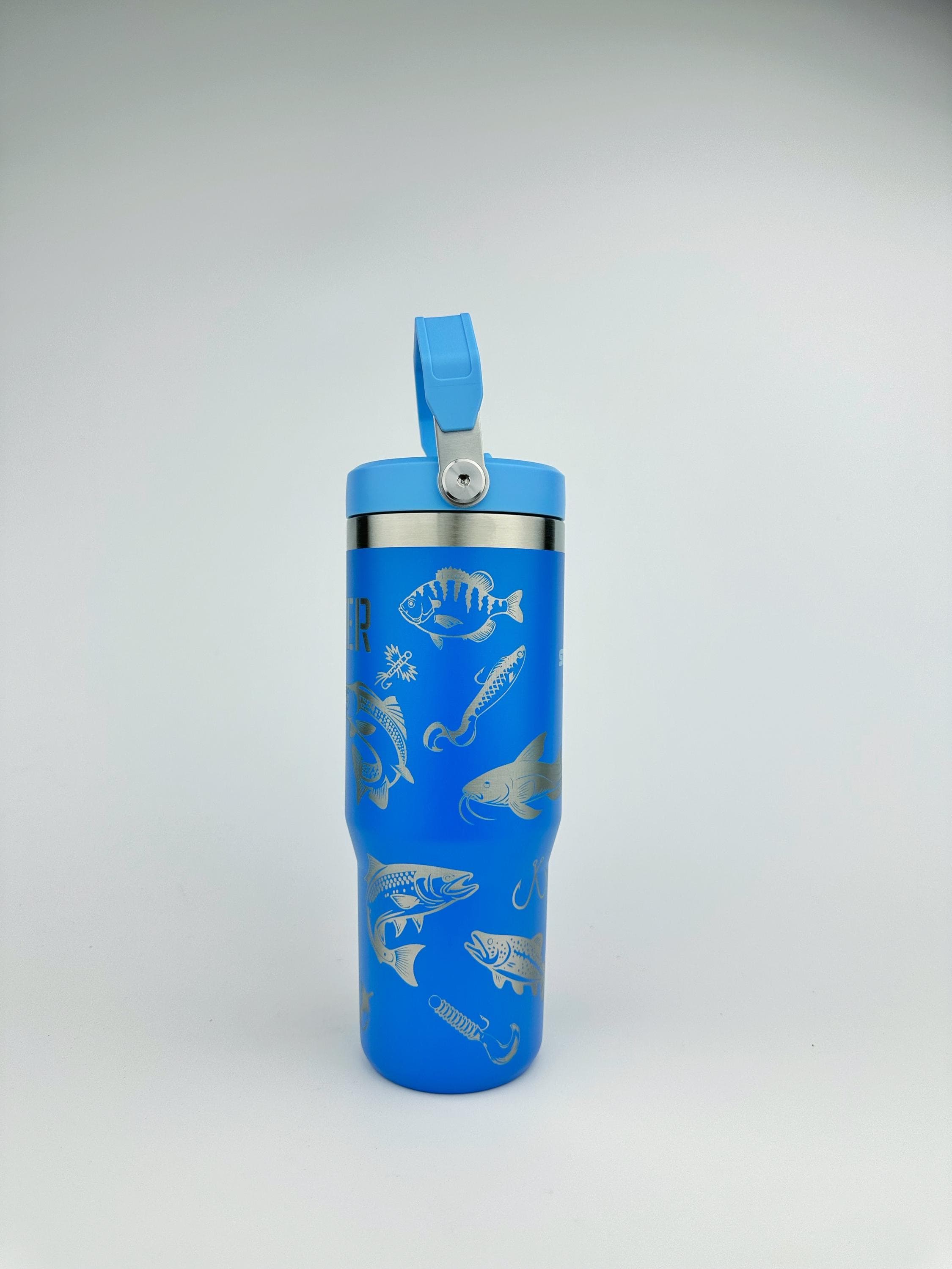 Fishing Custom Engraved Fish Stanley 30 Oz. IceFlow Tumbler with Flip Straw Personalized Tumbler Laser Engraved Fisherman cup