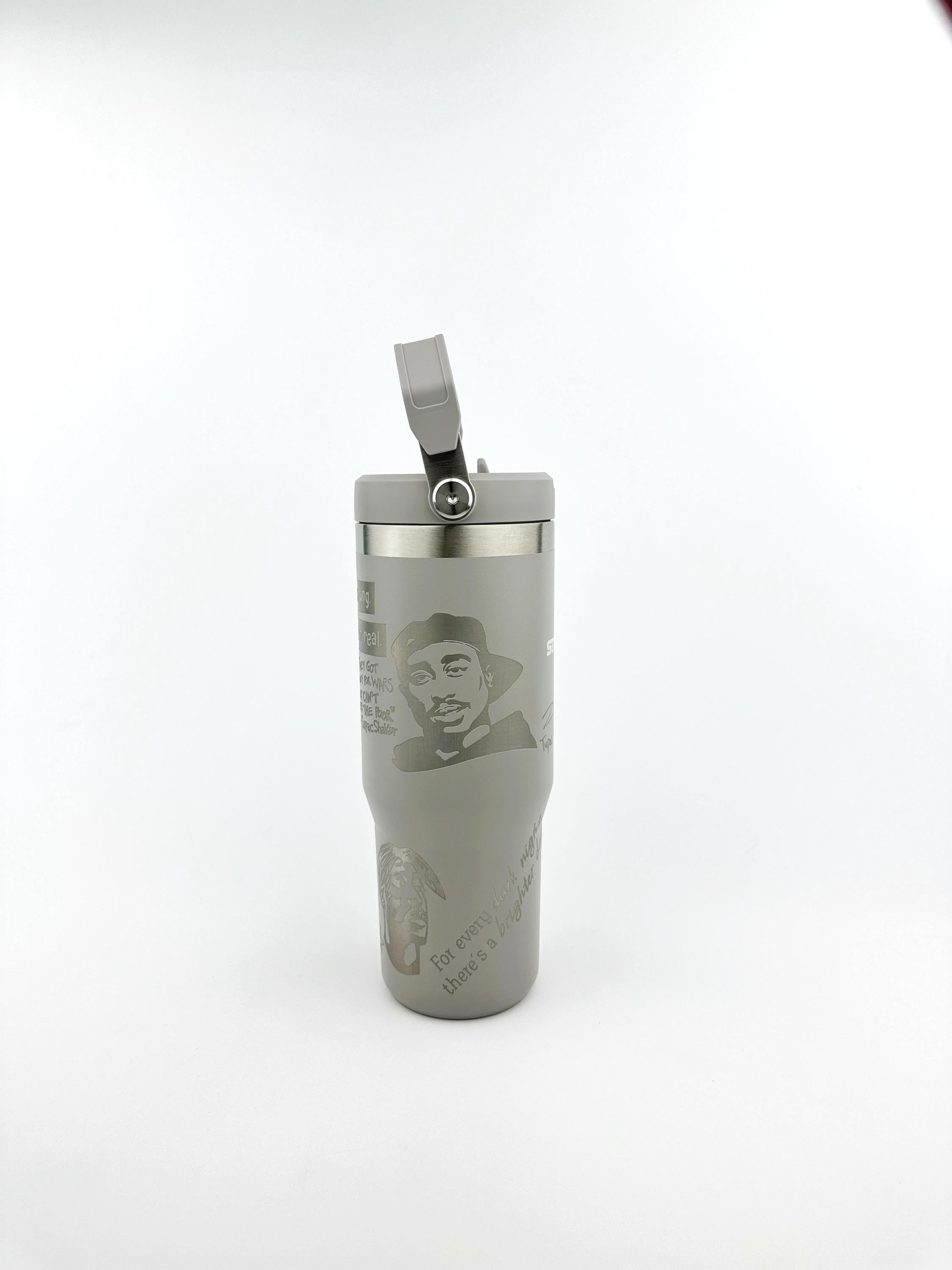 Tupac Lover Stanley Tumbler Iceflow Custom Engraved Personalized water bottle 30 oz or 20 oz Stanley Iceflow with flip straw engraved Rapper