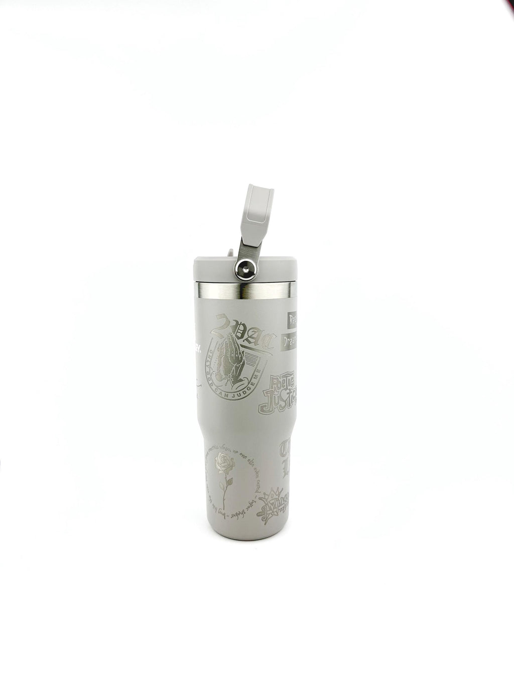 Tupac Lover Stanley Tumbler Iceflow Custom Engraved Personalized water bottle 30 oz or 20 oz Stanley Iceflow with flip straw engraved Rapper