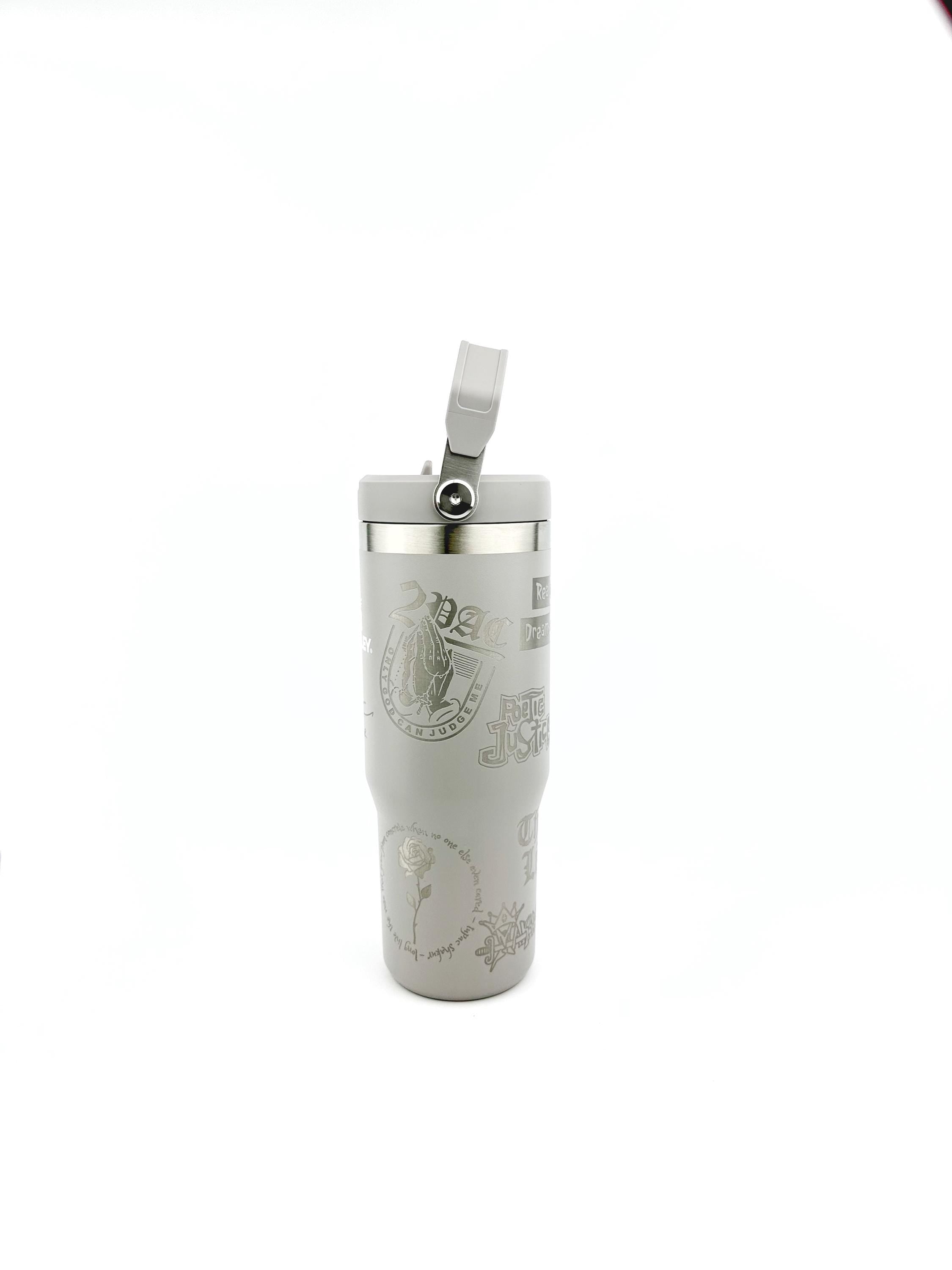 Tupac Lover Stanley Tumbler Iceflow Custom Engraved Personalized water bottle 30 oz or 20 oz Stanley Iceflow with flip straw engraved Rapper