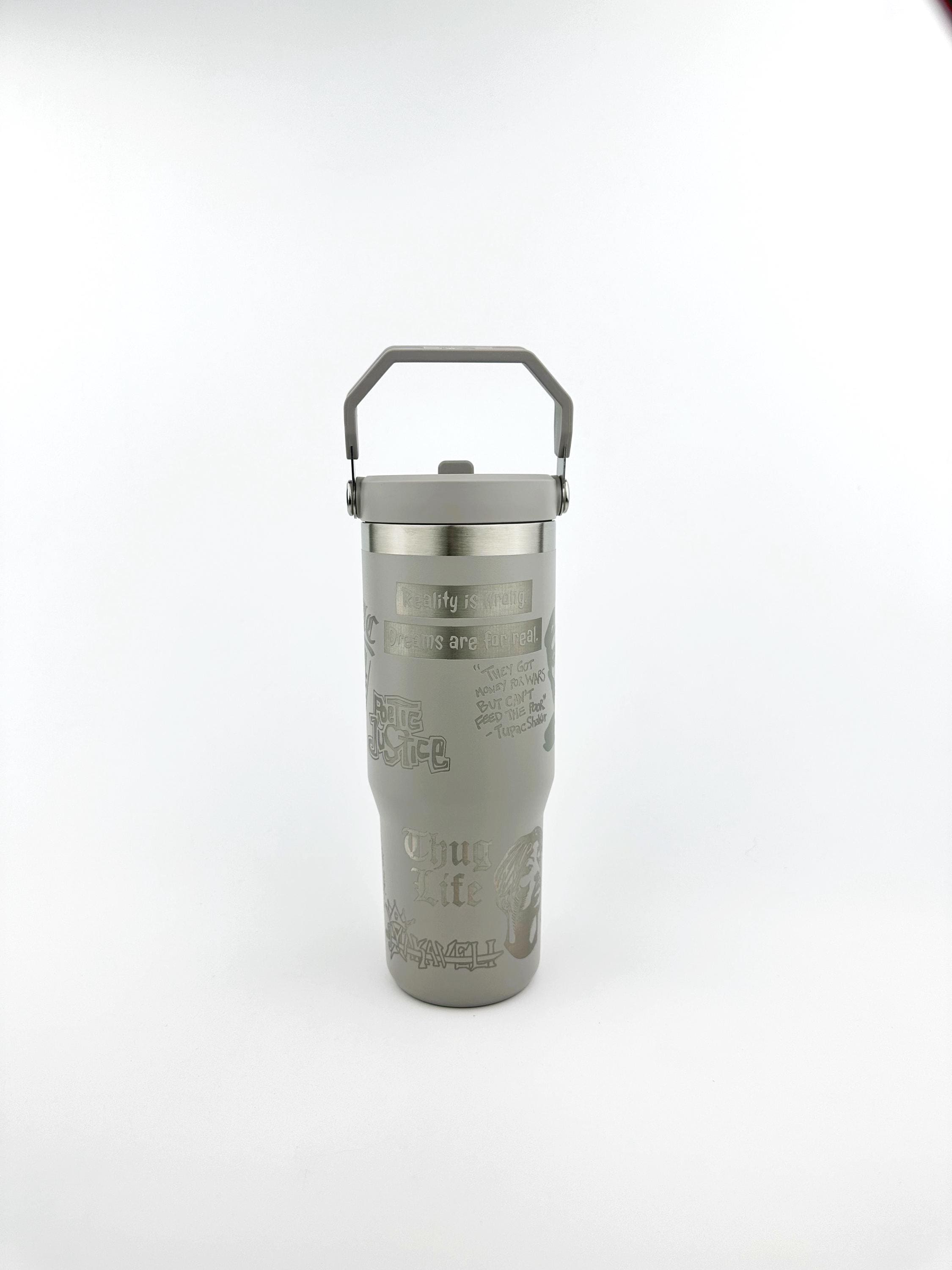 Tupac Lover Stanley Tumbler Iceflow Custom Engraved Personalized water bottle 30 oz or 20 oz Stanley Iceflow with flip straw engraved Rapper