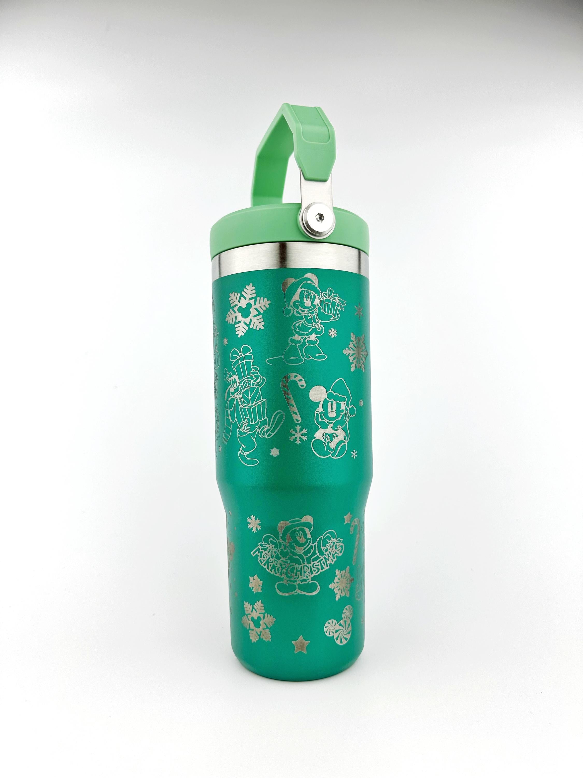 Disney Christmas Stanley Tumbler Iceflow Mickey Custom Engraved Personalized water bottle 30 oz and 20 oz Stanley Iceflow with flip straw
