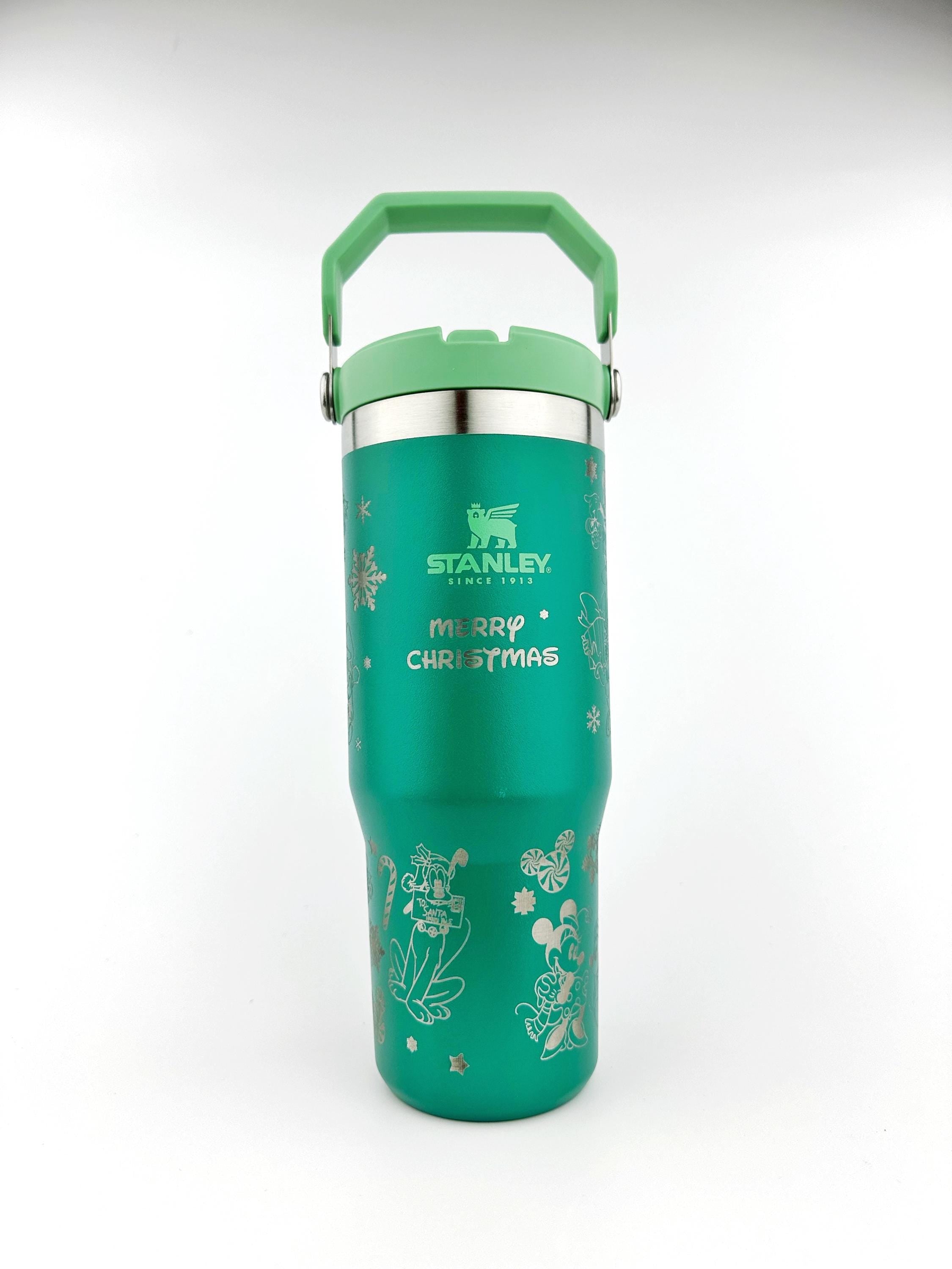 Disney Christmas Stanley Tumbler Iceflow Mickey Custom Engraved Personalized water bottle 30 oz and 20 oz Stanley Iceflow with flip straw