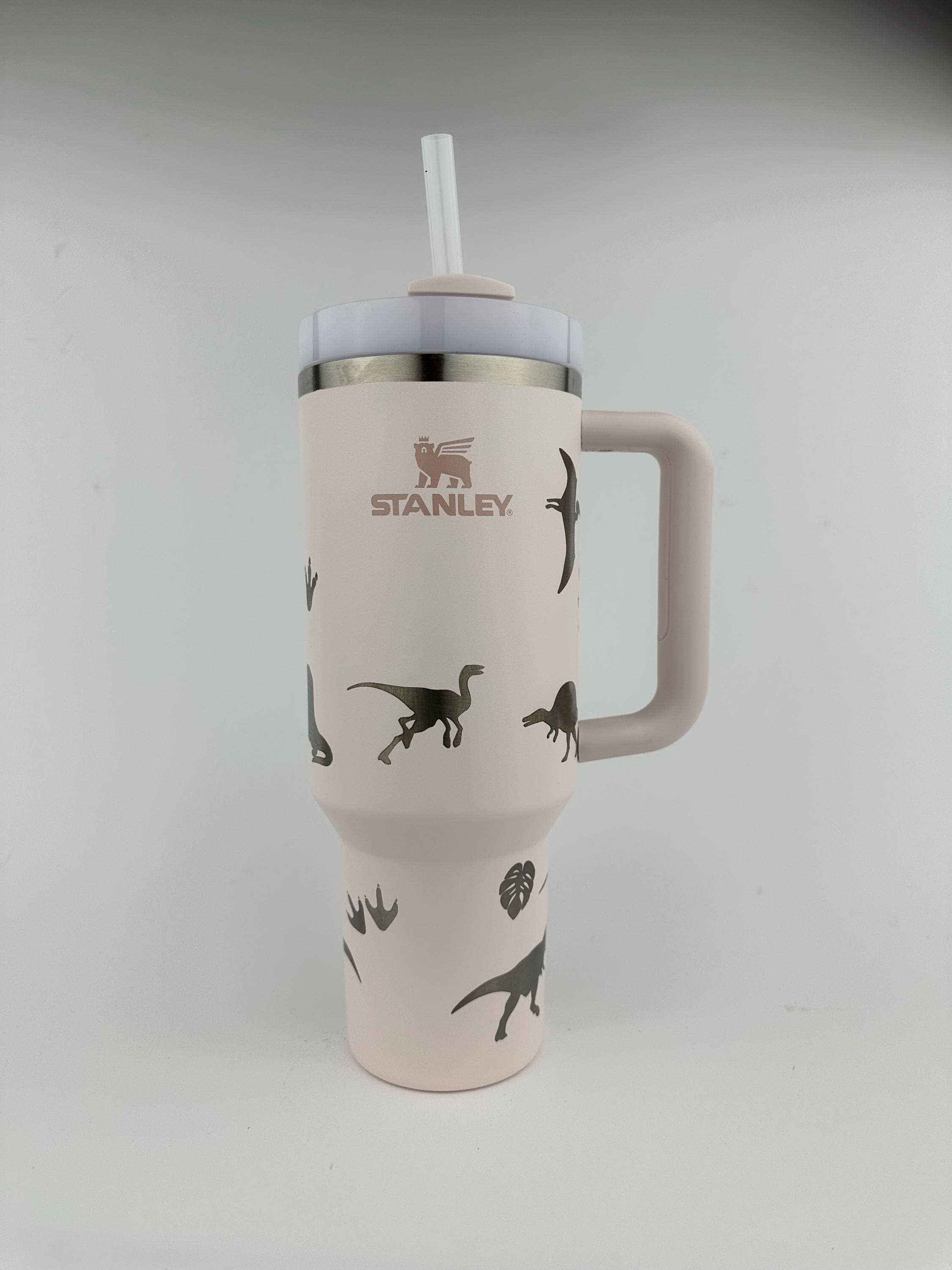 Dinosaur Custom Engraved Stanley 40 Oz. IceFlow Tumbler with Flip Straw Personalized Tumbler Jurassic Park Laser Engraved