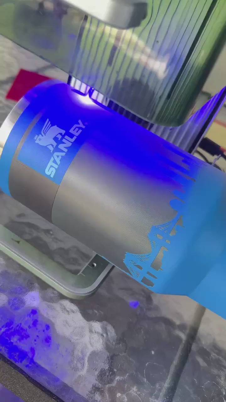 40 oz Stanley Tumbler Custom Engraved City Skyline