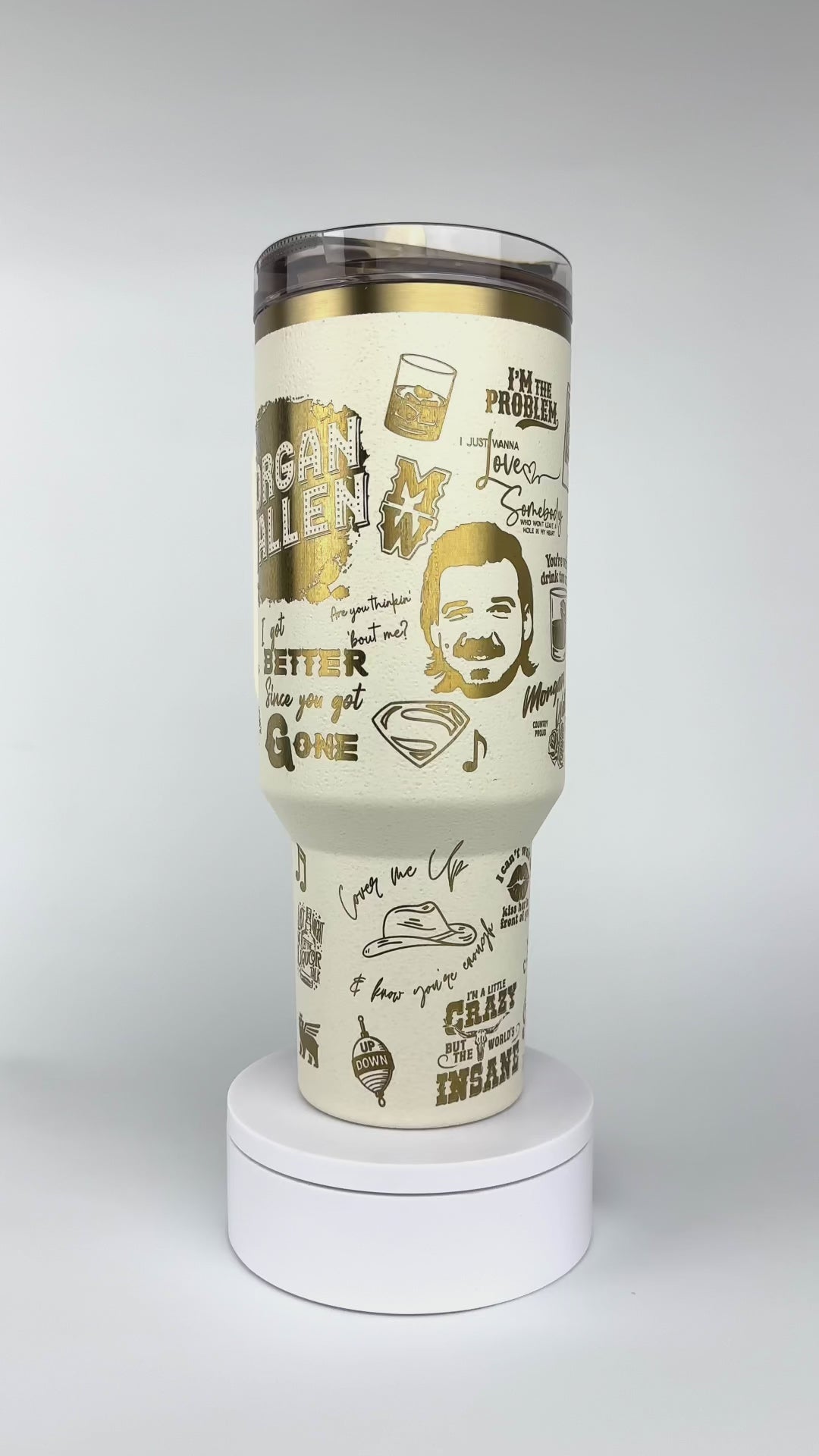 Custom Morgan Wallen Cream Moon Stanley Tumbler – 40oz Engraved Cup | MTEngravings