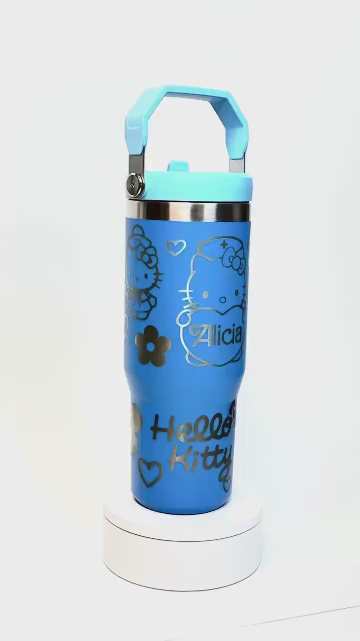 Hello Kitty Nurse Stanley Tumbler Iceflow Custom Engraved Personalized water bottle 30 oz and 20 oz Stanley Iceflow with flip straw engraved