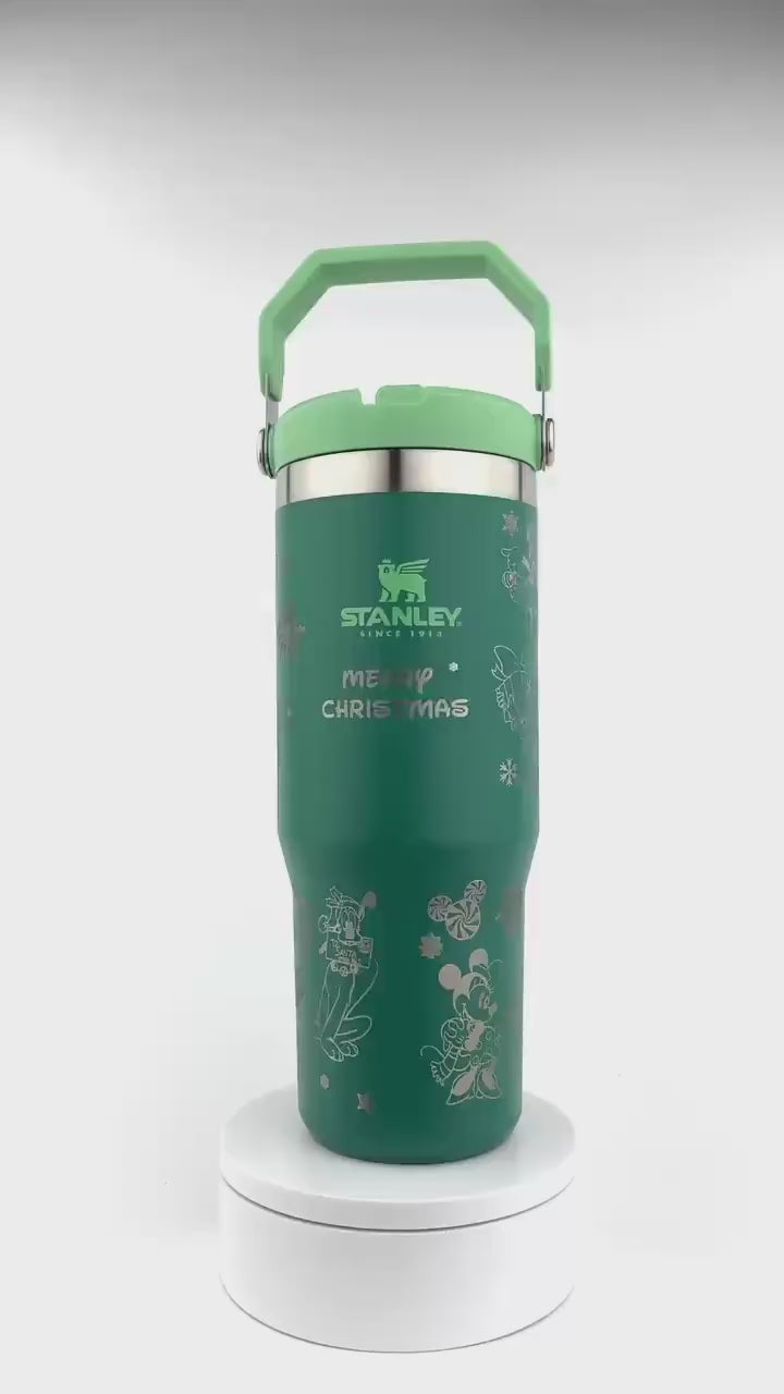 Disney Christmas Stanley Tumbler Iceflow Mickey Custom Engraved Personalized water bottle 30 oz and 20 oz Stanley Iceflow with flip straw