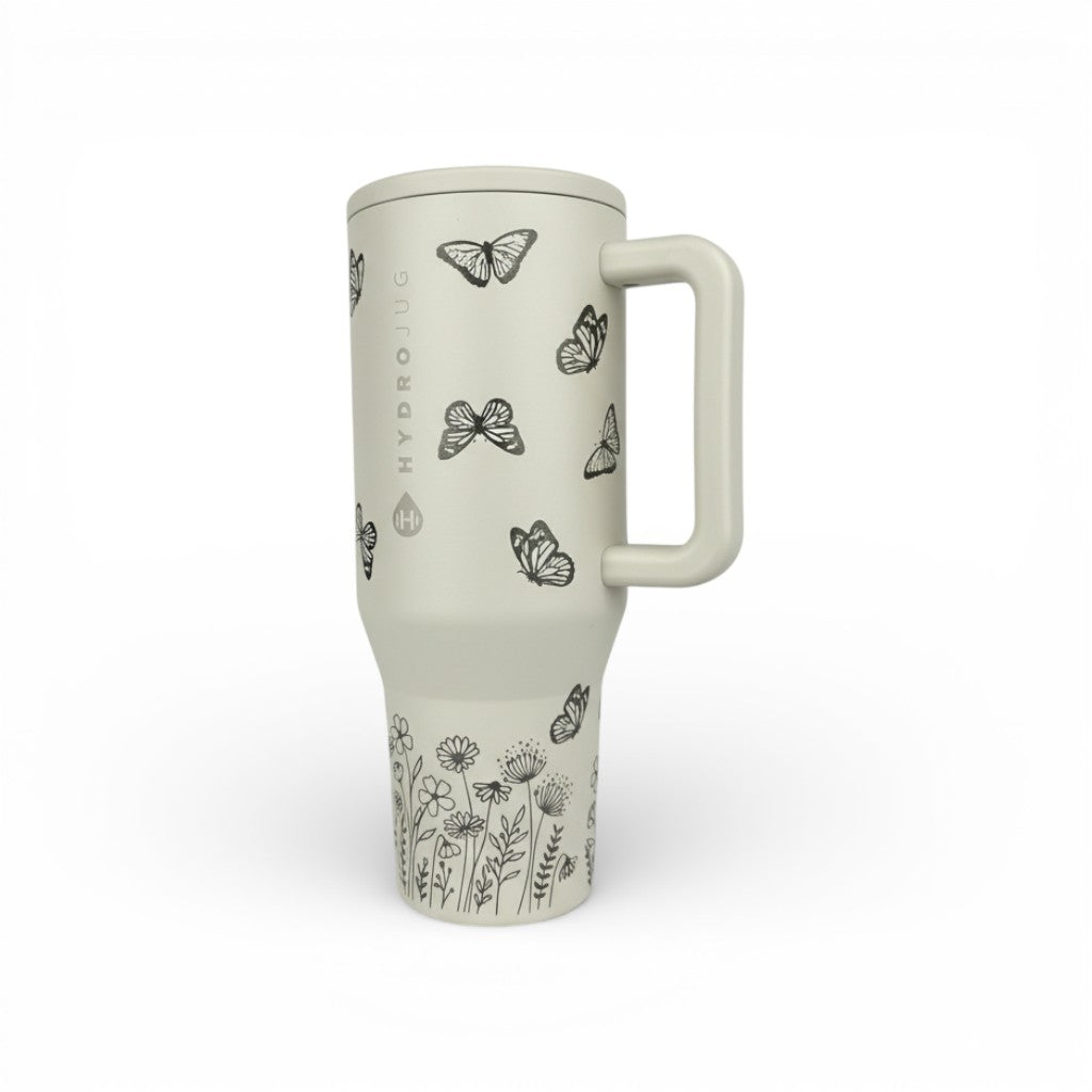 Butterfly Floral Hydrojug – Engraved 32 oz & 40 oz Water Bottle