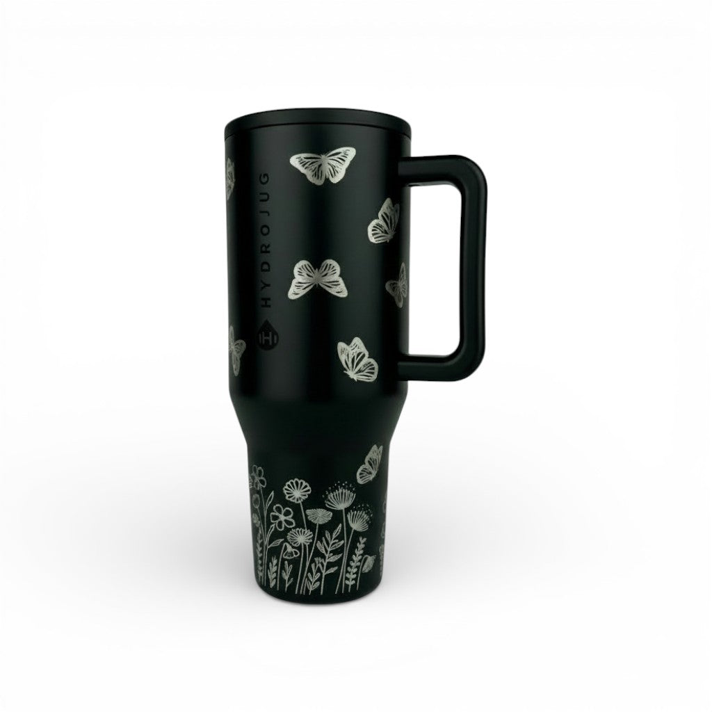 Butterfly Floral Hydrojug – Engraved 32 oz & 40 oz Water Bottle