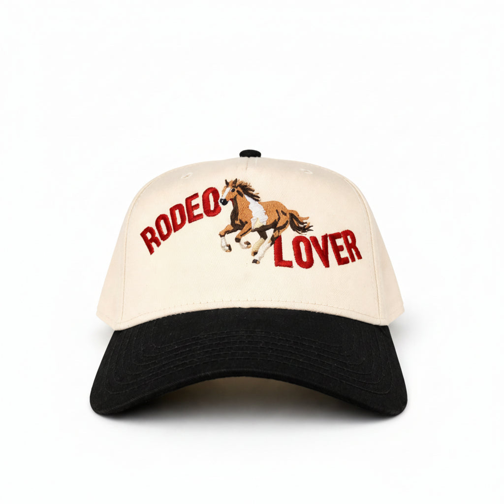 Rodeo Lover Embroidered Hat – Western Horse Trucker Cap, Two-Tone Vintage Rodeo Hat